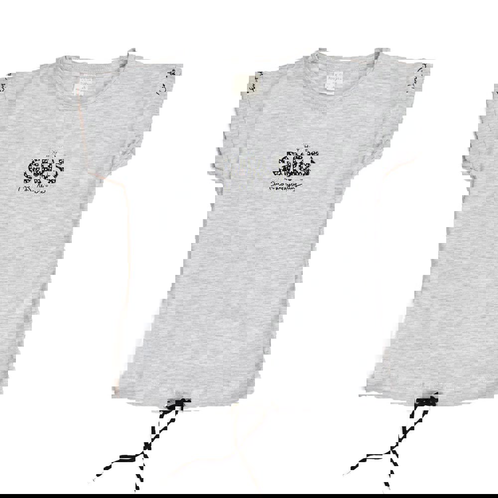 Παιδική μπλούζα με τύπωμα και στρας GIRLS Γκρι 16377