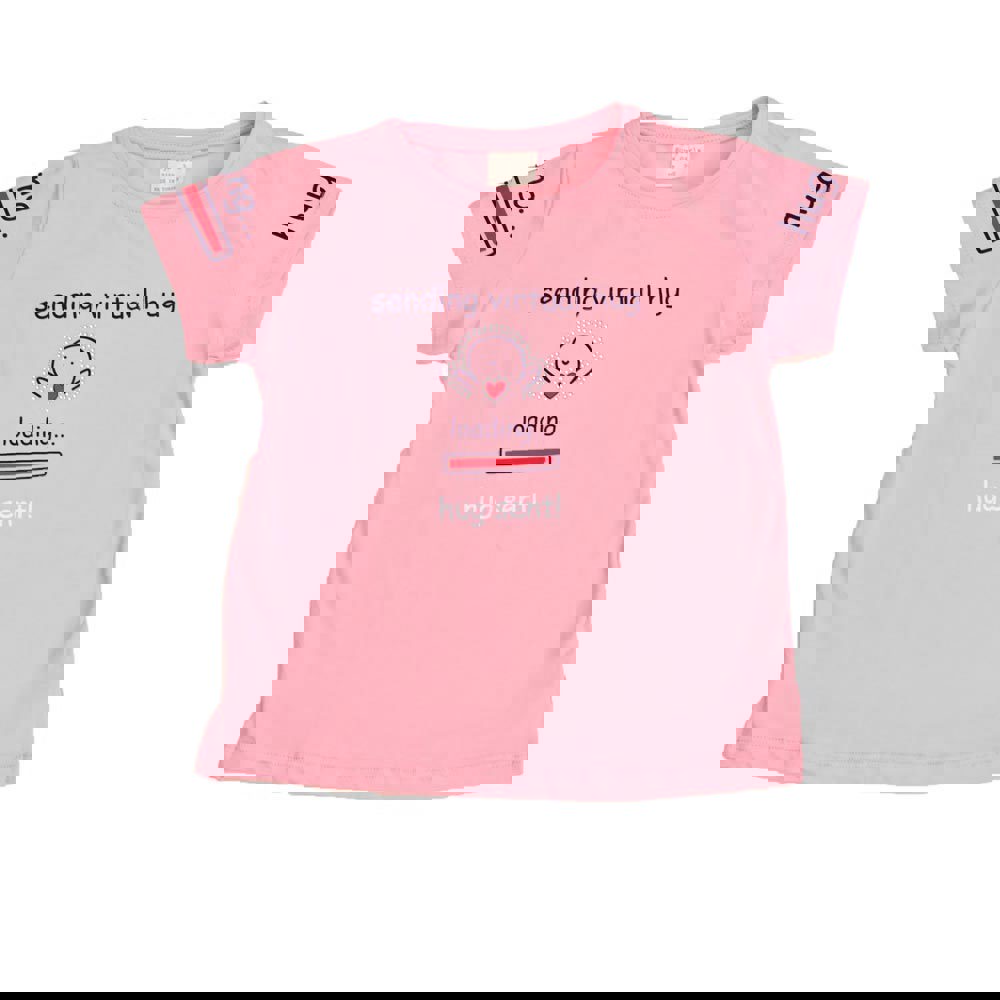 Παιδική μπλούζα με τύπωμα και στρας hug sent Απαλό Ροζ 16400