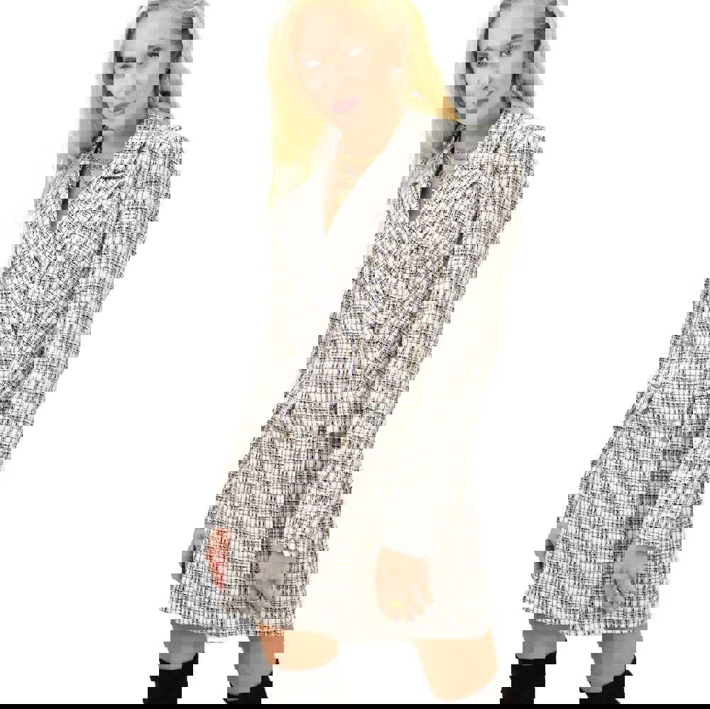 Γυναικείο παλτό με διακοσμητικά κουμπιά Εκρού 13347