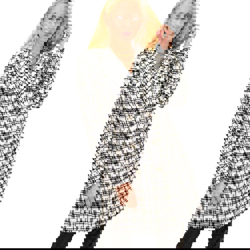 Γυναικείο παλτό με διακοσμητικά κουμπιά Μαύρο 13337