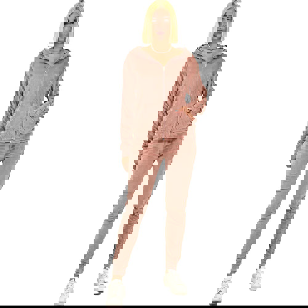 Γυναικείο σετ βελουτέ φόρμα με τύπωμα LOVE Απαλό Ροζ 17820