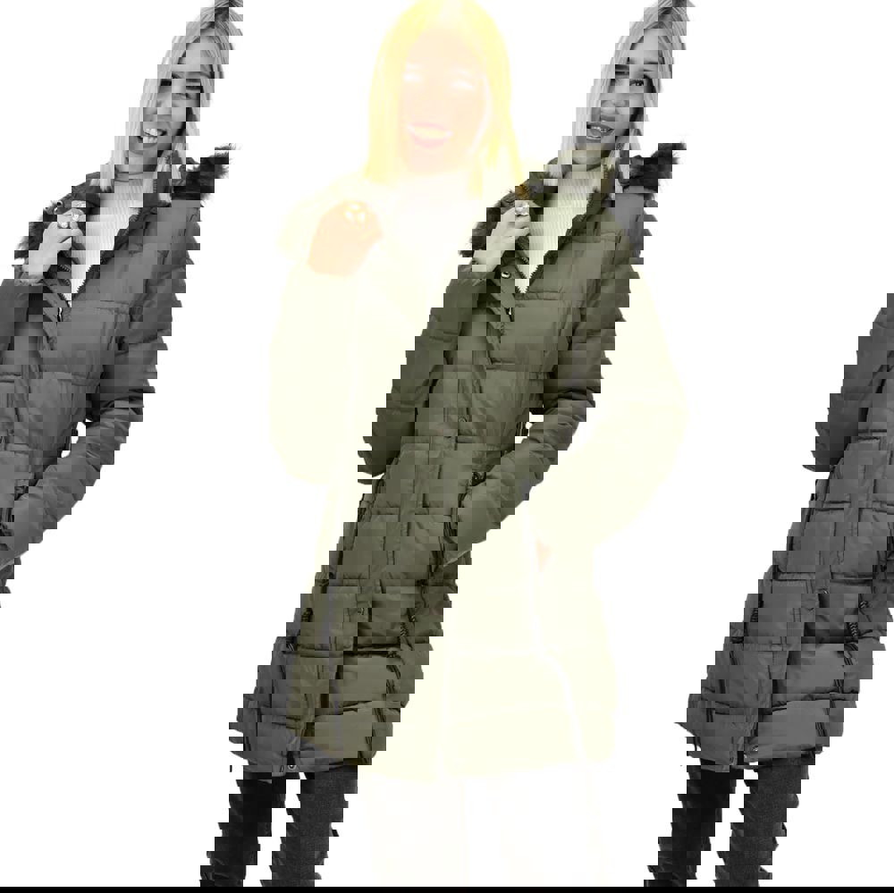 Γυναικείο μπουφάν με αποσπώμενη κουκούλα Χακί 18367