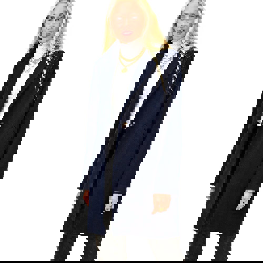 Γυναικείο παλτό με γιακά Μπλε Σκούρο 13301