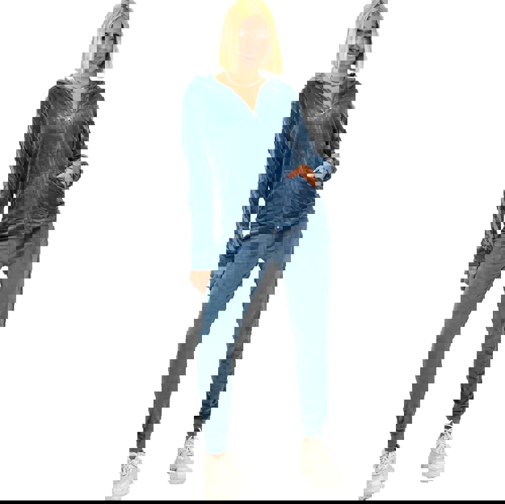 Γυναικείο σετ βελουτέ φόρμα με τύπωμα αστέρι Γαλάζιο 17822