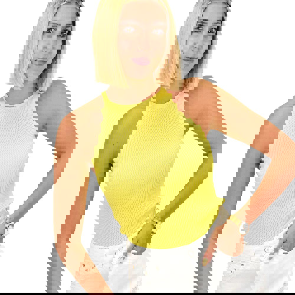 Γυναικείο τοπ τύπου ριπ Κίτρινο 11490