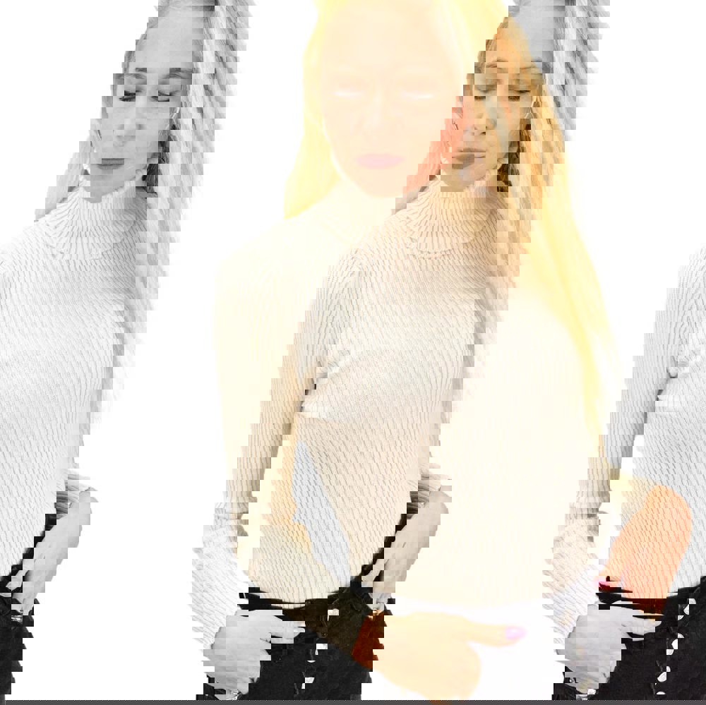 Potre OR Γυναικείο πλεκτό ζιβάγκο ριπ Εκρού 13367