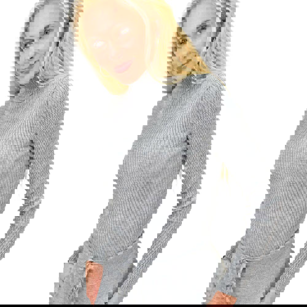 Γυναικείο πλεκτό ζιβάγκο ριπ Γκρι 13370