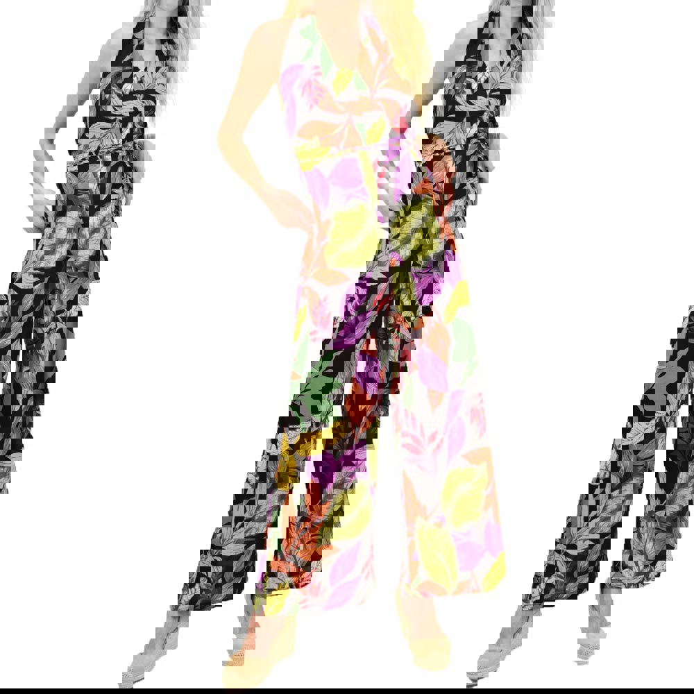 Γυναικεία ολόσωμη φόρμα φλοράλ Μαύρο 14257