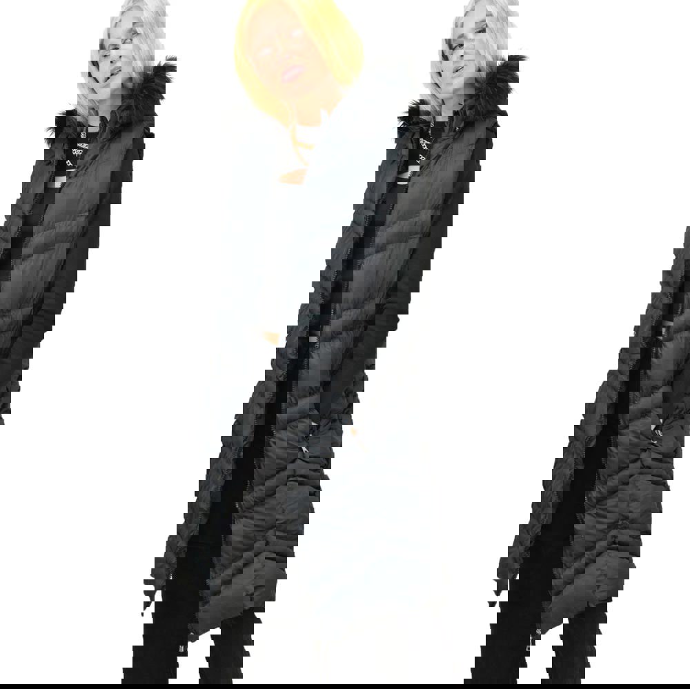 Γυναικείο μπουφάν με κουκούλα αποσπόμενη Μαύρο 12805