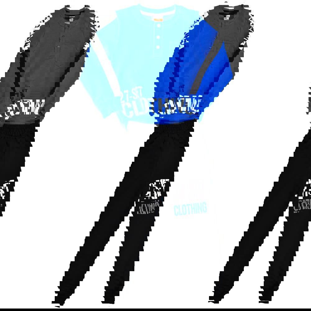 Παιδικό σετ με τύπωμα 27-SET Μπλε Ρουά 17021