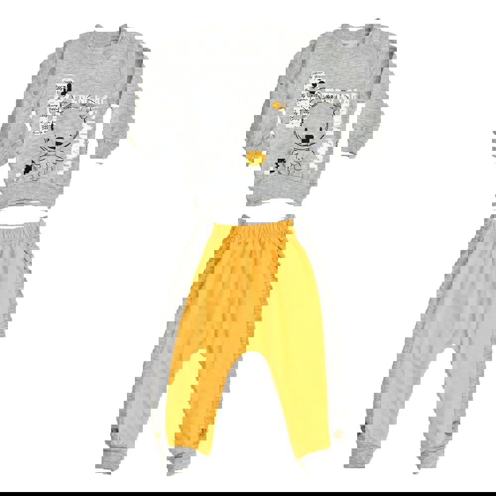 Βρεφικό σετ φόρμας με σχέδιο αρκουδάκι Κίτρινο 17027