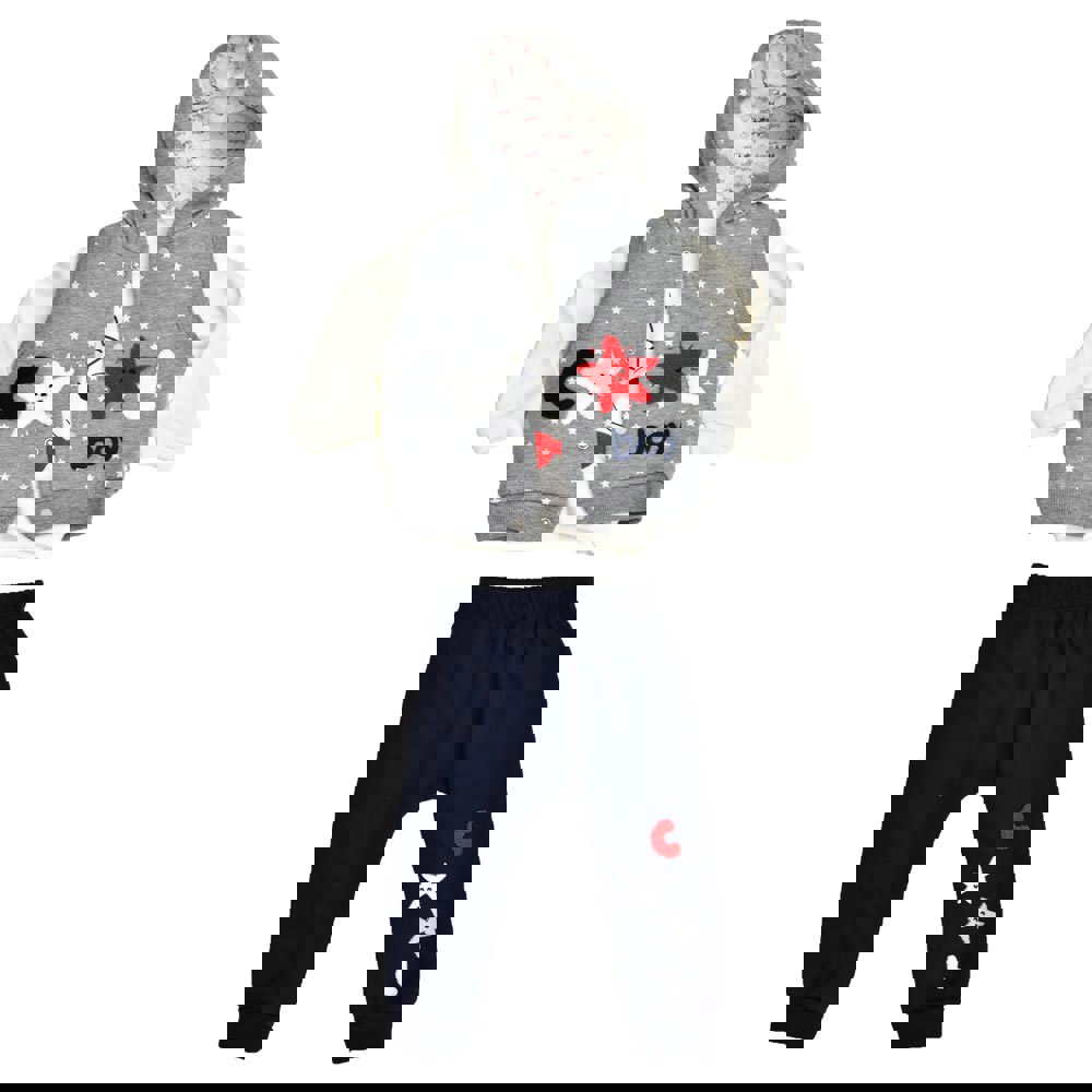 Βρεφικό σετ φόρμας με σχέδιο αστεράκια Μπλε Σκούρο 17057