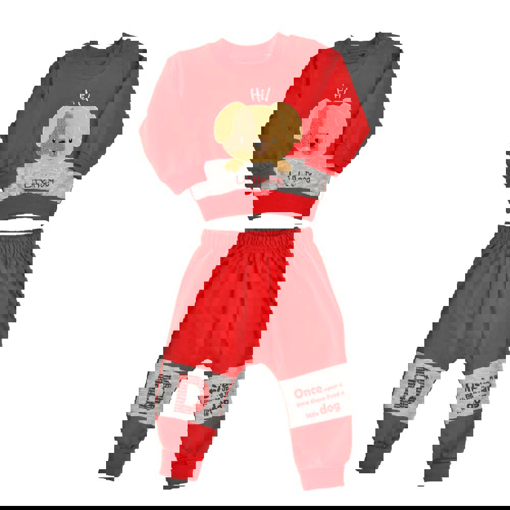 Βρεφικό σετ φόρμας με σχέδιο Little Dog Κόκκινο 17043