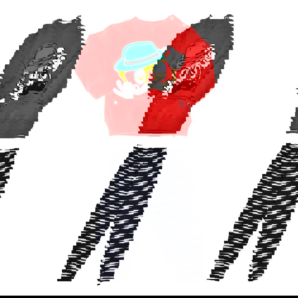 Βρεφικό σετ φόρμας με σχέδιο καπελάκι Κόκκινο 17047