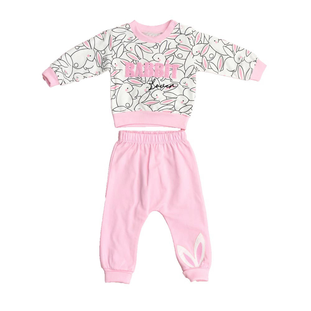 Βρεφικό σετ φόρμας με σχέδιο RABBIT Ροζ 17165