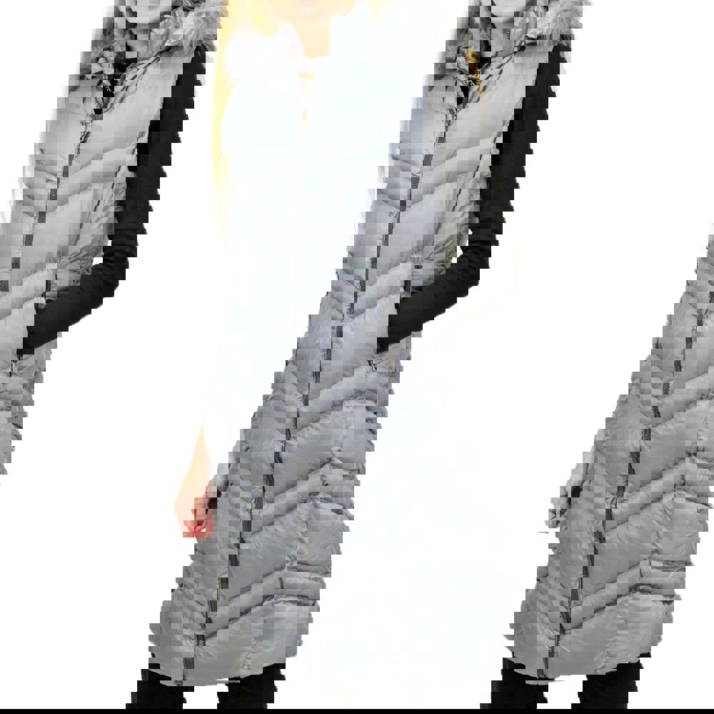 Γυναικείο μπουφάν με κουκούλα αποσπόμενη Γκρι 12807