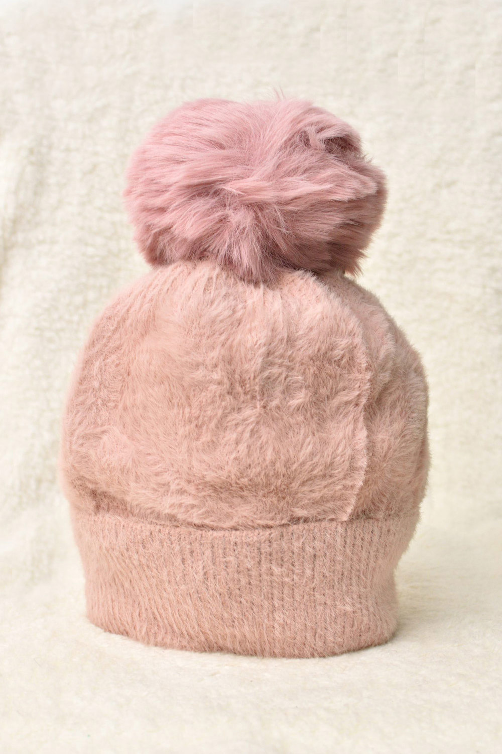 Γυναικείο σκουφάκι με φούντα Ροζ 13416 φωτογραφία