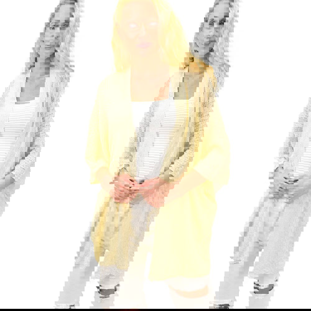 Γυναικεία ζακέτα διάτρητη oversized Εκρού 14160