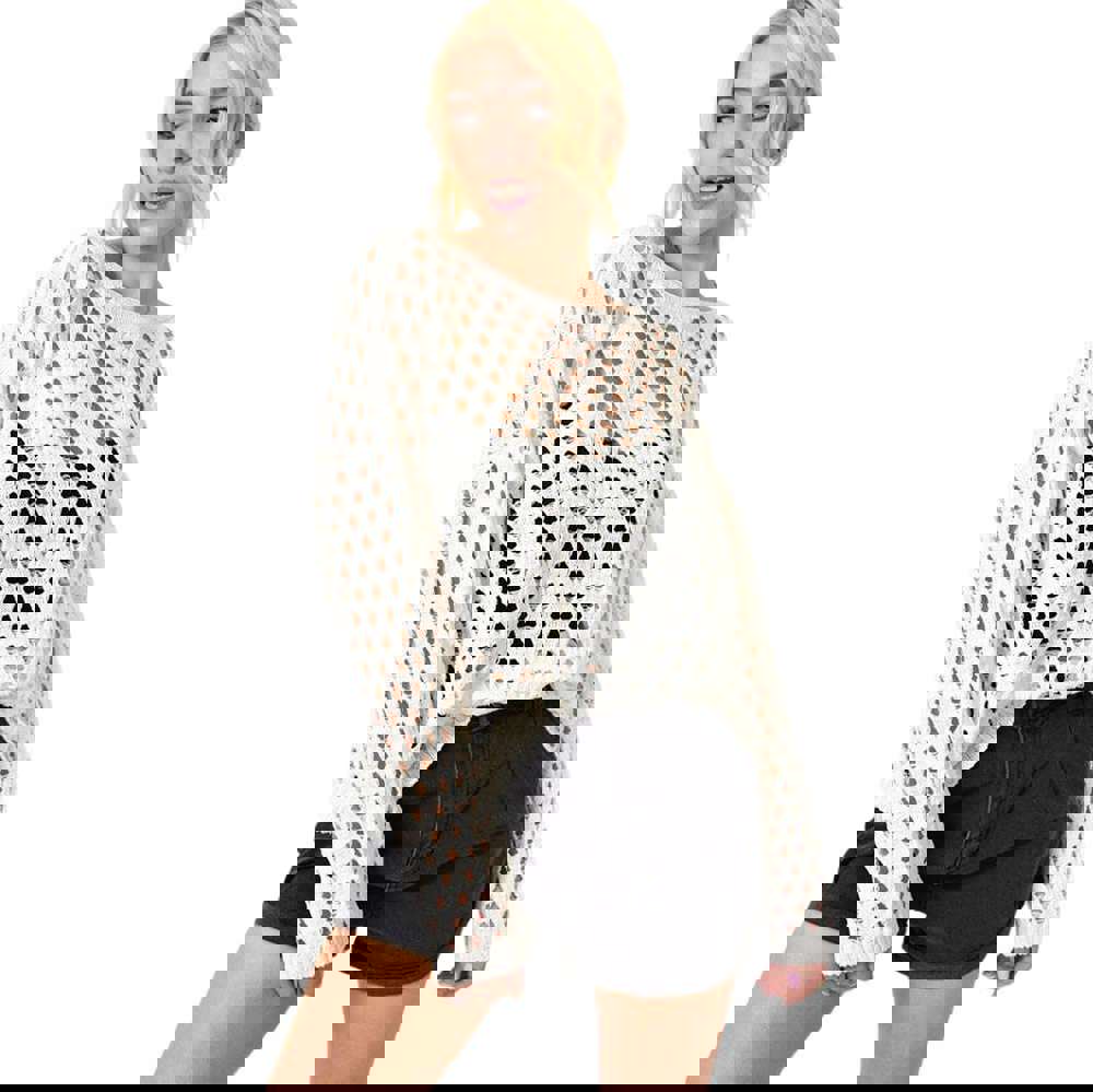 Γυναικεία μπλούζα με διάτρητο σχέδιο Εκρού 23361