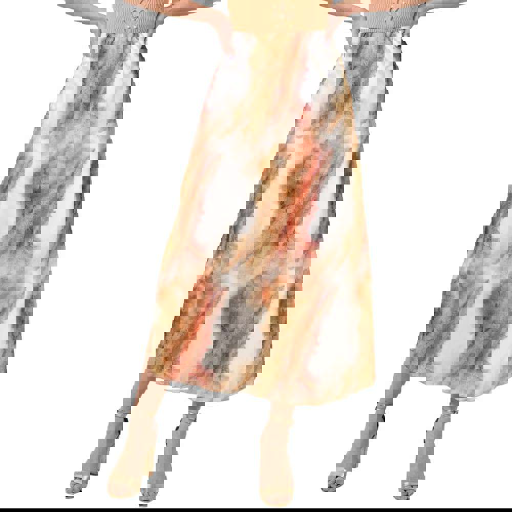 Midi φούστα σατέν tie dye Πορτοκαλί 23527