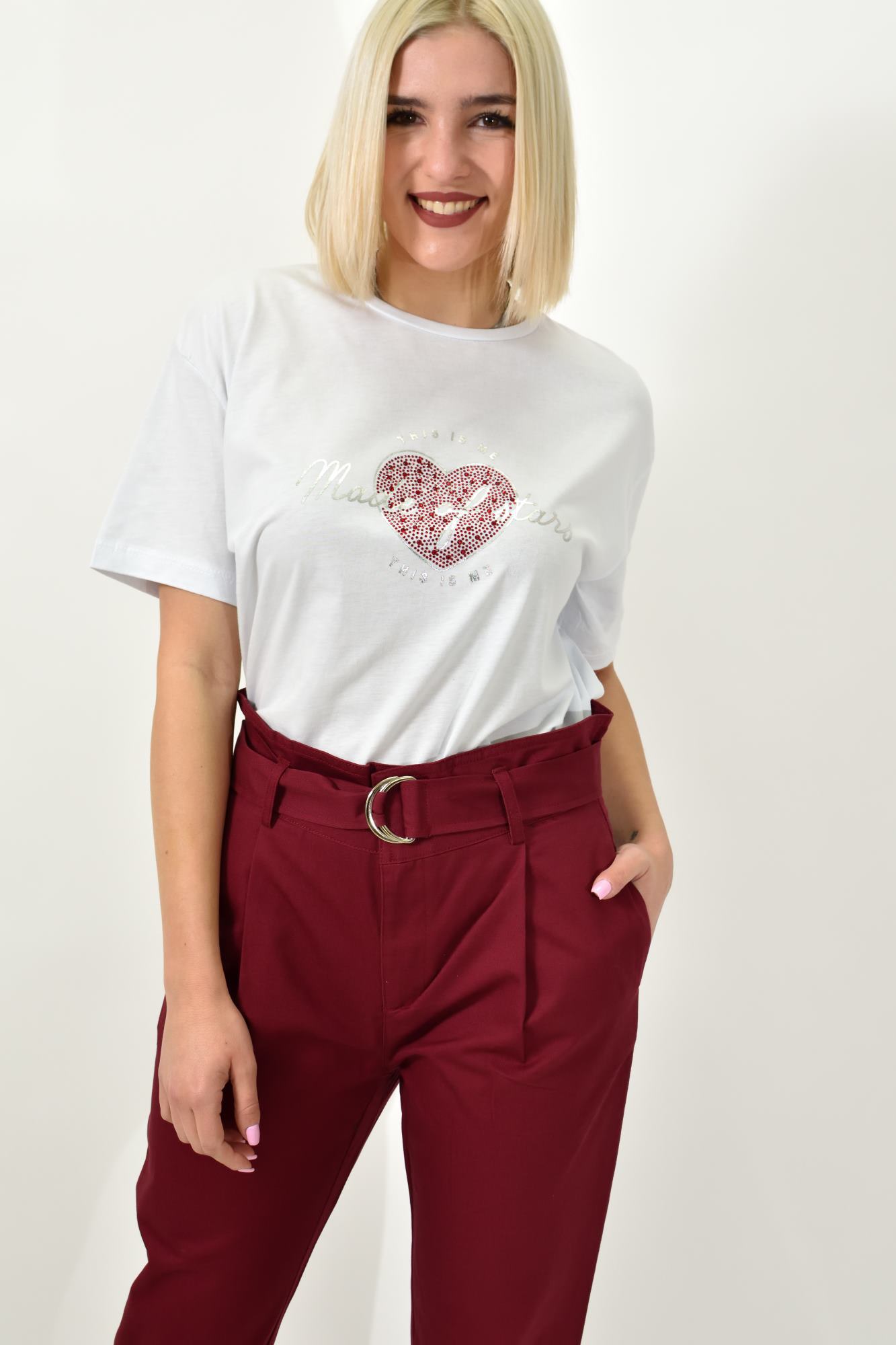 Γυναικείο T-shirt με σχέδιο Made of stars Λευκό 23179