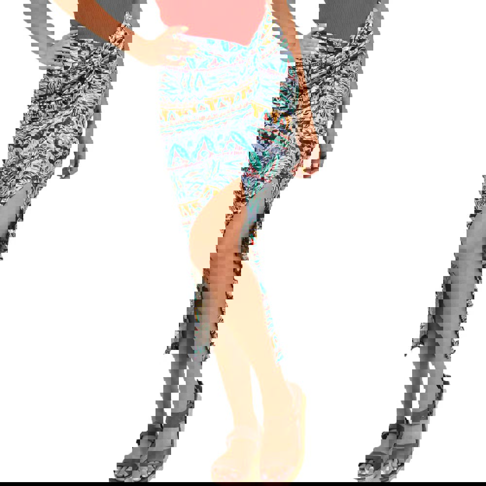 Γυναικεία φούστα midi με κόμπο Μπλε 16874