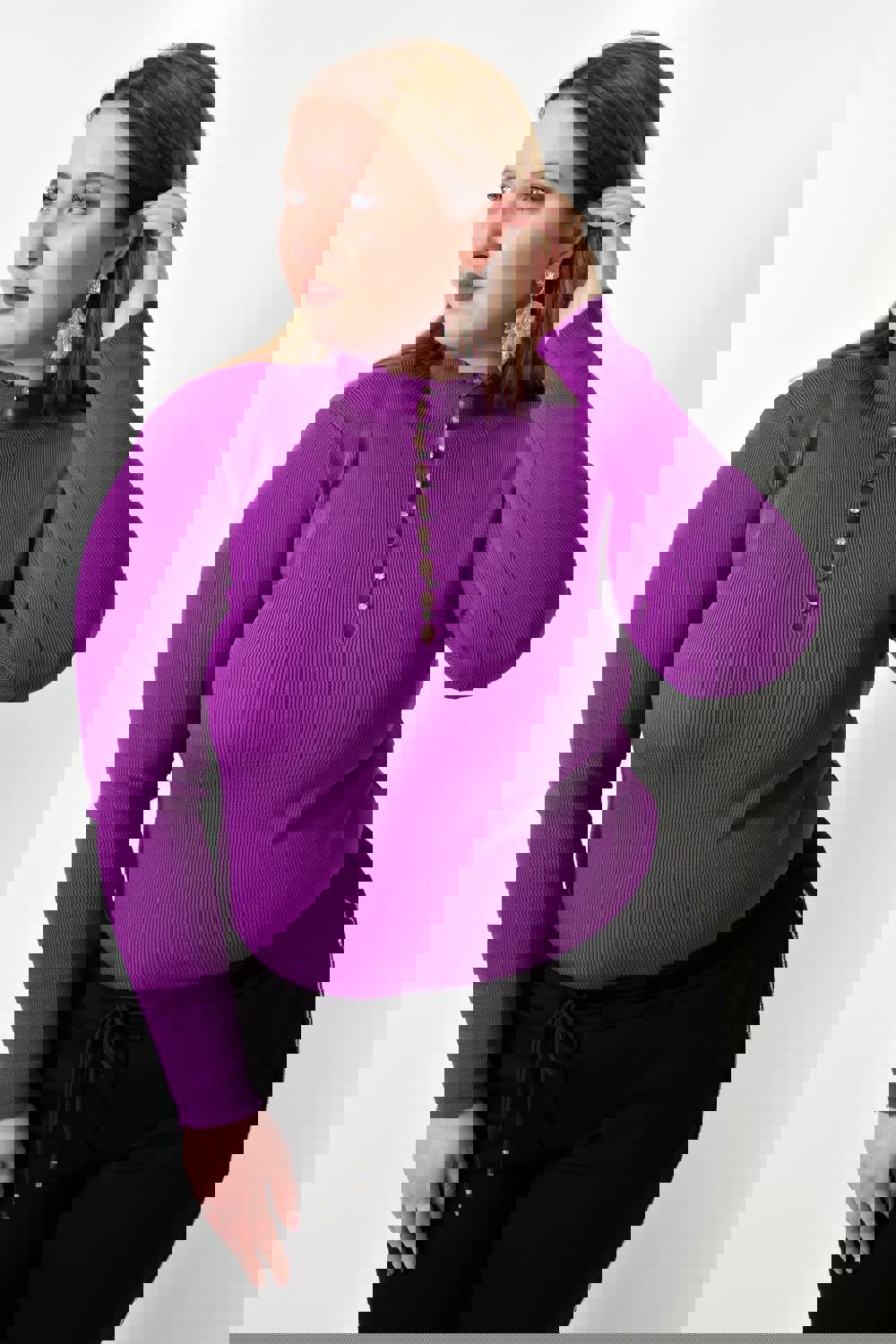 Γυναικείο Plus τοπ με στρας Ματζέντα 22422 φωτογραφία