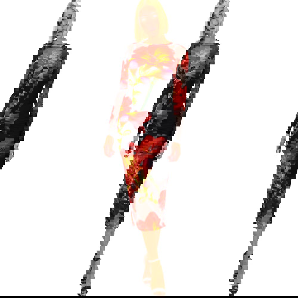 Γυναικείο φόρεμα see through midi Κόκκινο 21863