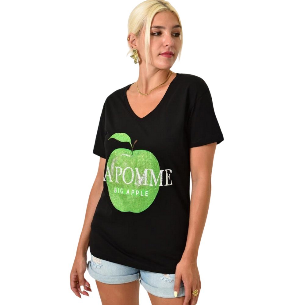 Γυναικείο T-shirt με τύπωμα BIG APPLE Μαύρο 25516
