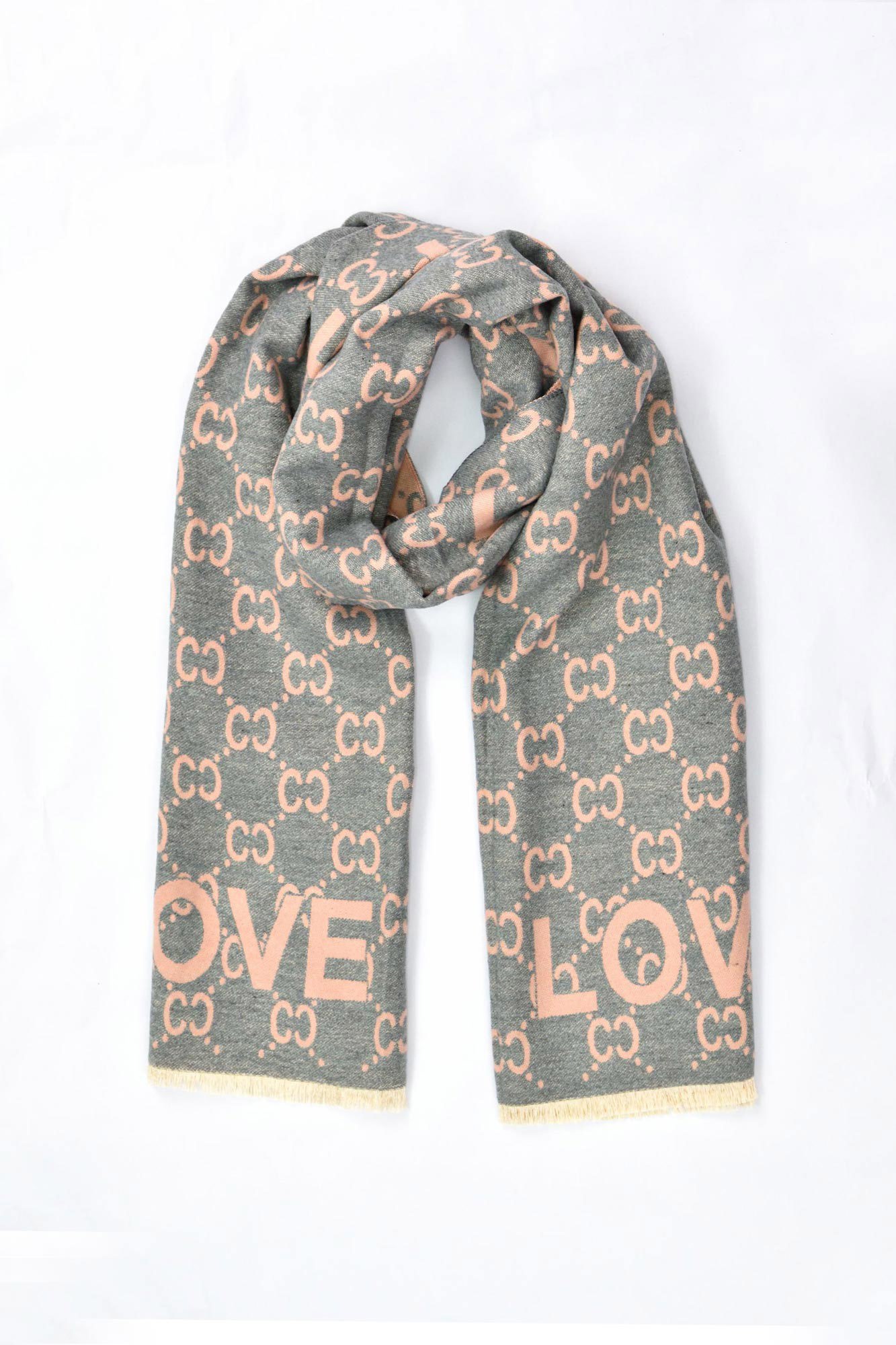 Κασκόλ με σχέδιο LOVE Ροζ 23012