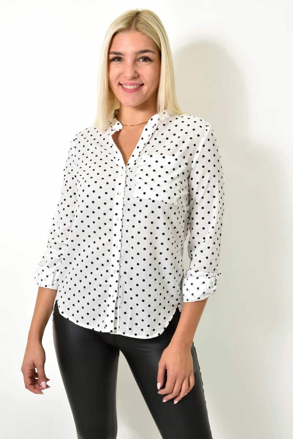 Πουά πουκάμισο Λευκό 25902 φωτογραφία