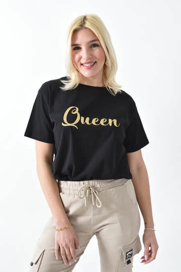  - Γυναικείο t-shirt με χρυσό τύπωμα 