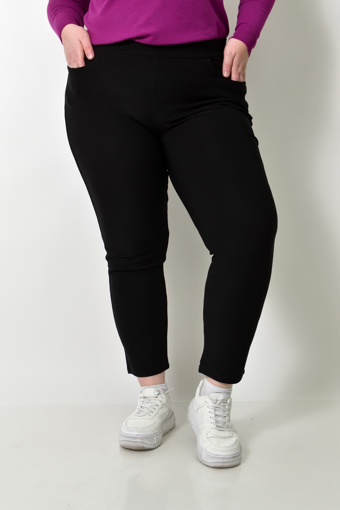 Γυναικείο plus size κολάν με τσέπες Μαύρο 22798