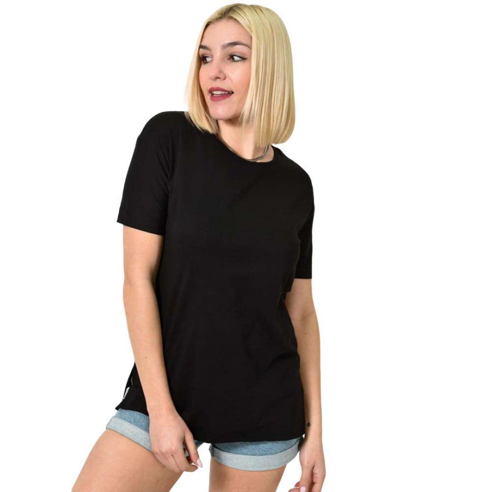 T-shirt μονόχρωμο oversized Μαύρο 23556