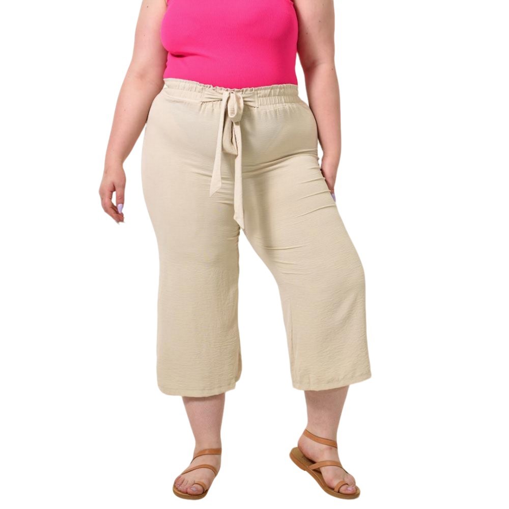 Ζιπ κιλοτ με υφασμάτινη ζώνη Μπεζ 24318