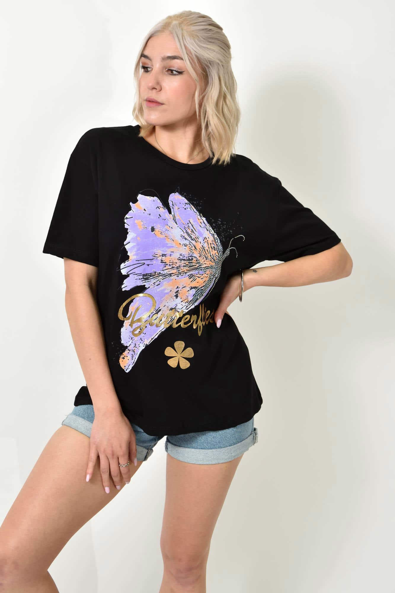 T-Shirt με Σχέδιο Πεταλούδα 