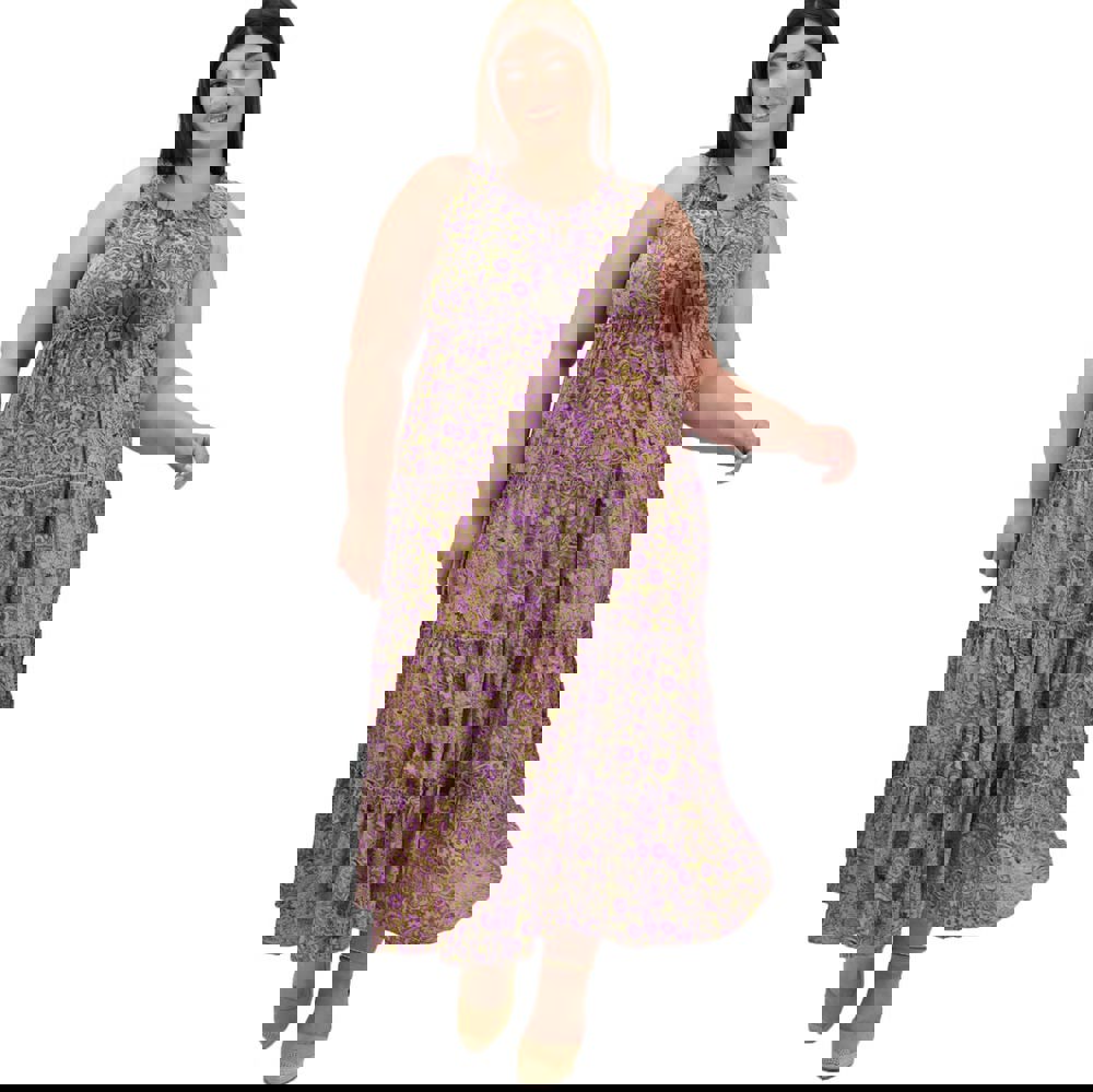 Γυναικείο μεταξωτό αμάνικο φόρεμα Λιλά 20066