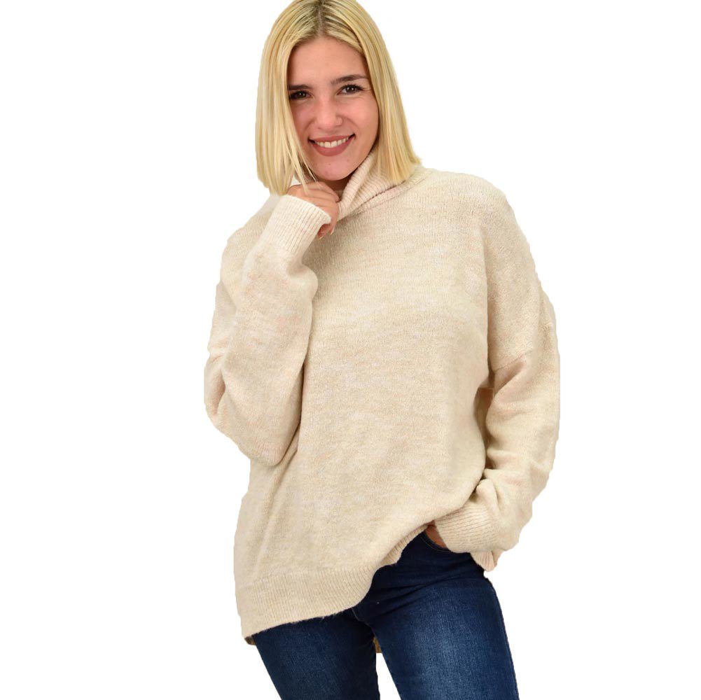 Πλεκτό πουλόβερ oversized ζιβάγκο Μπεζ 17966