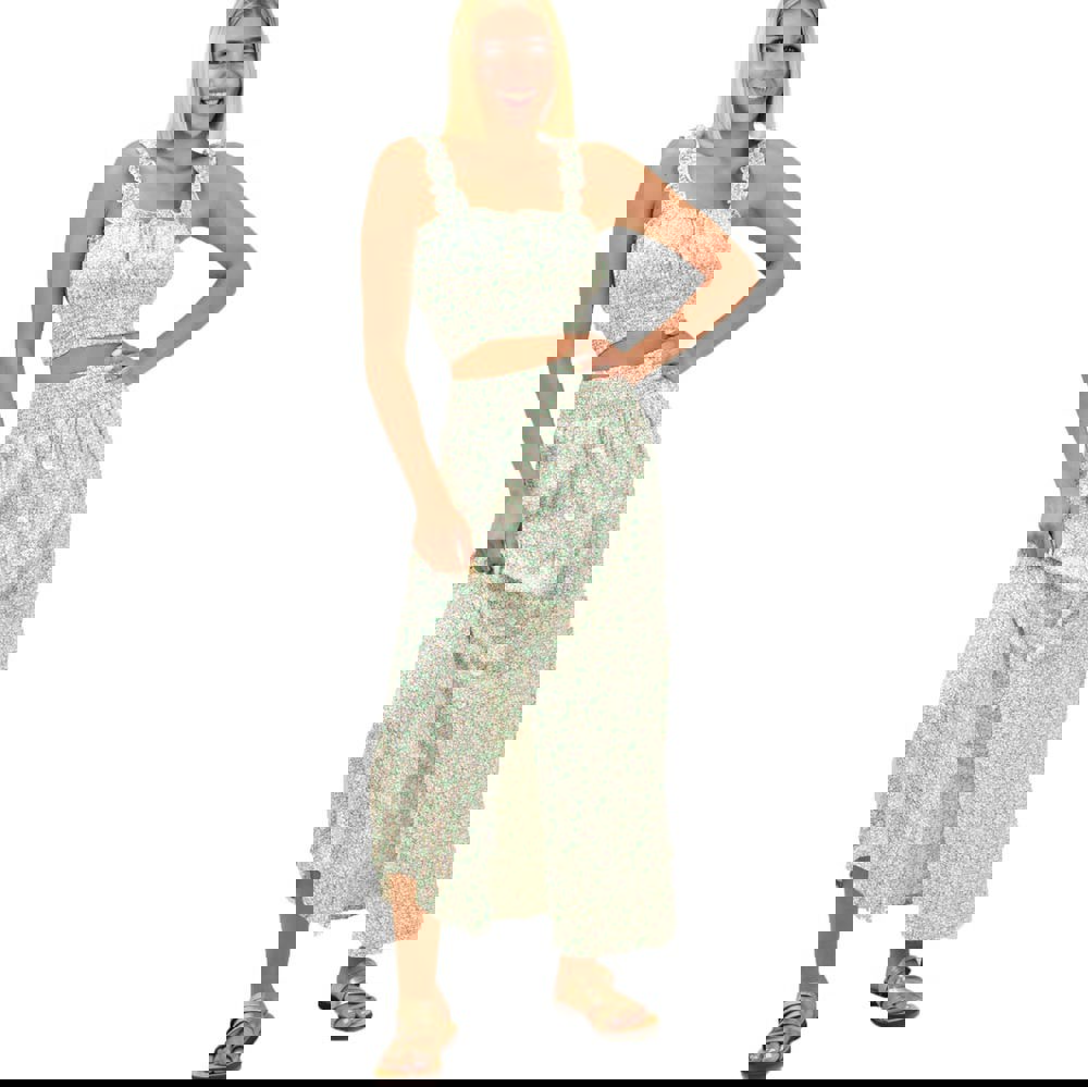 Γυναικείο σετ φλοράλ με τιράντες Πράσινο 16944