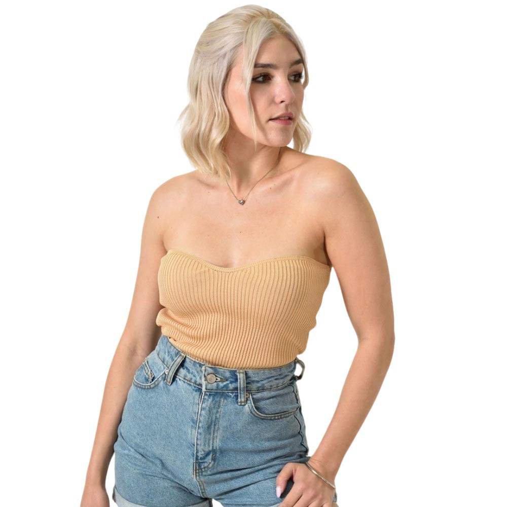 Τοπάκι στράπλες ριπ Μπεζ 24268