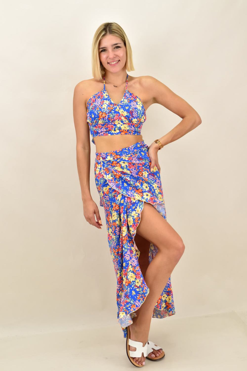 Γυναικείο crop top κρουαζέ Μπλε 16810 φωτογραφία