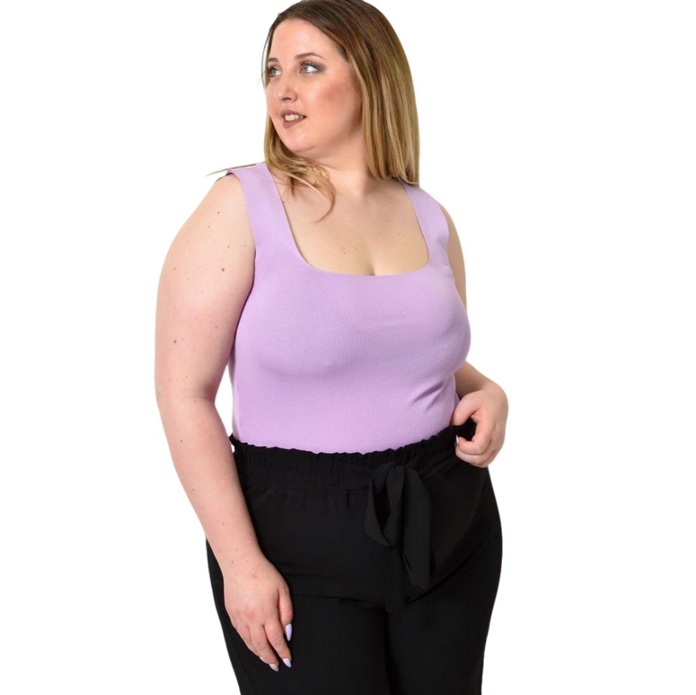 Γυναικείο Plus Size εφαρμοστό τοπ Λιλά 24414