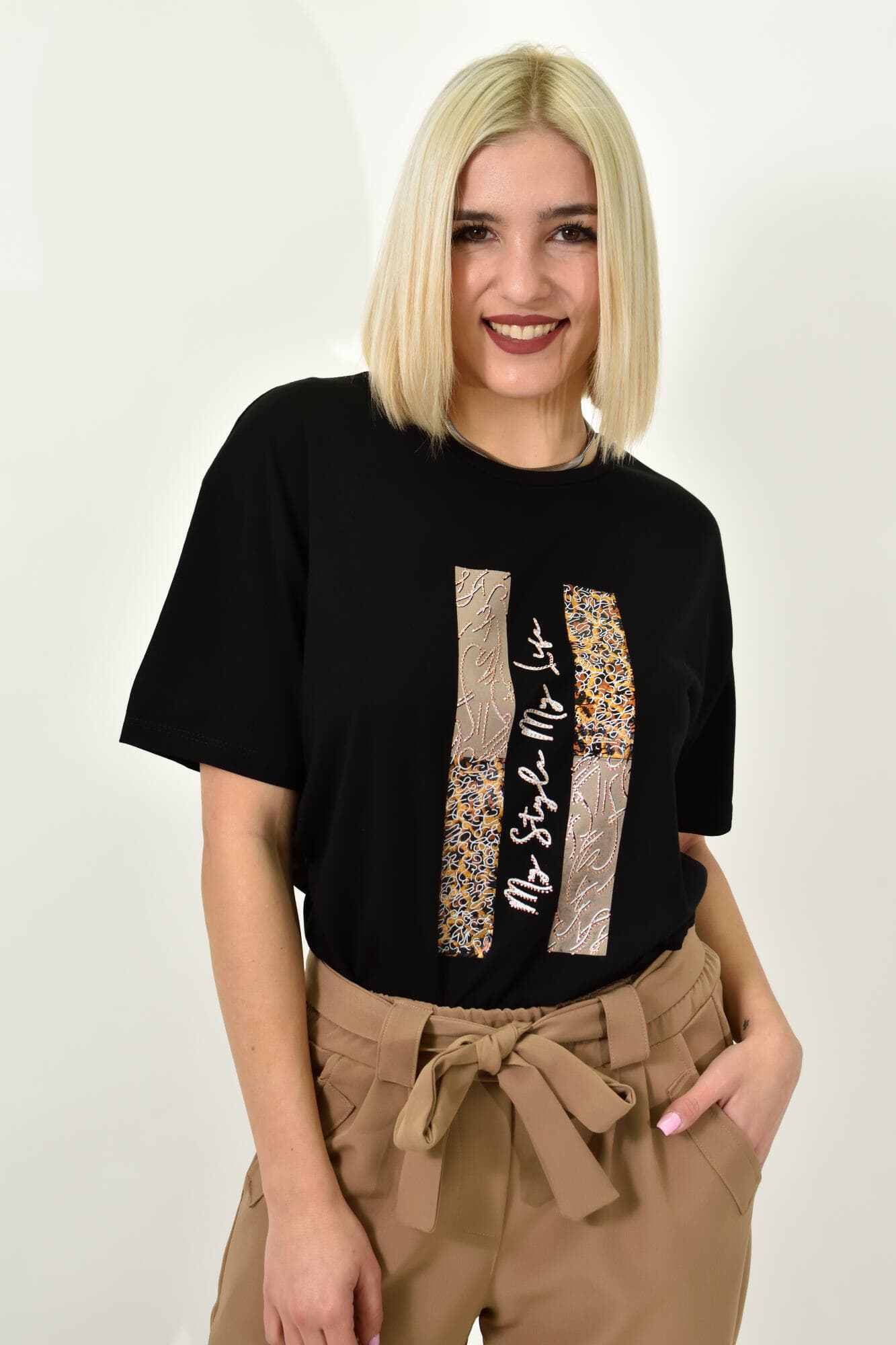 Γυναικείο T-shirt με σχέδιο Μαύρο 23126