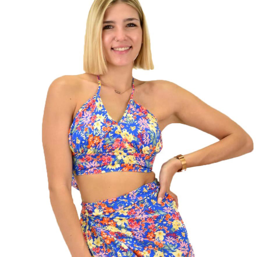 Γυναικείο crop top κρουαζέ Μπλε 16810