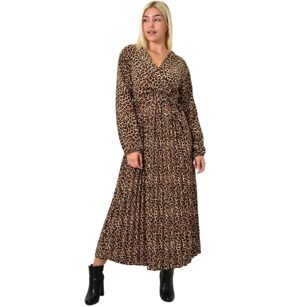 Μίντι φόρεμα με μοτίβο animal print πλισέ Animal Print 25978