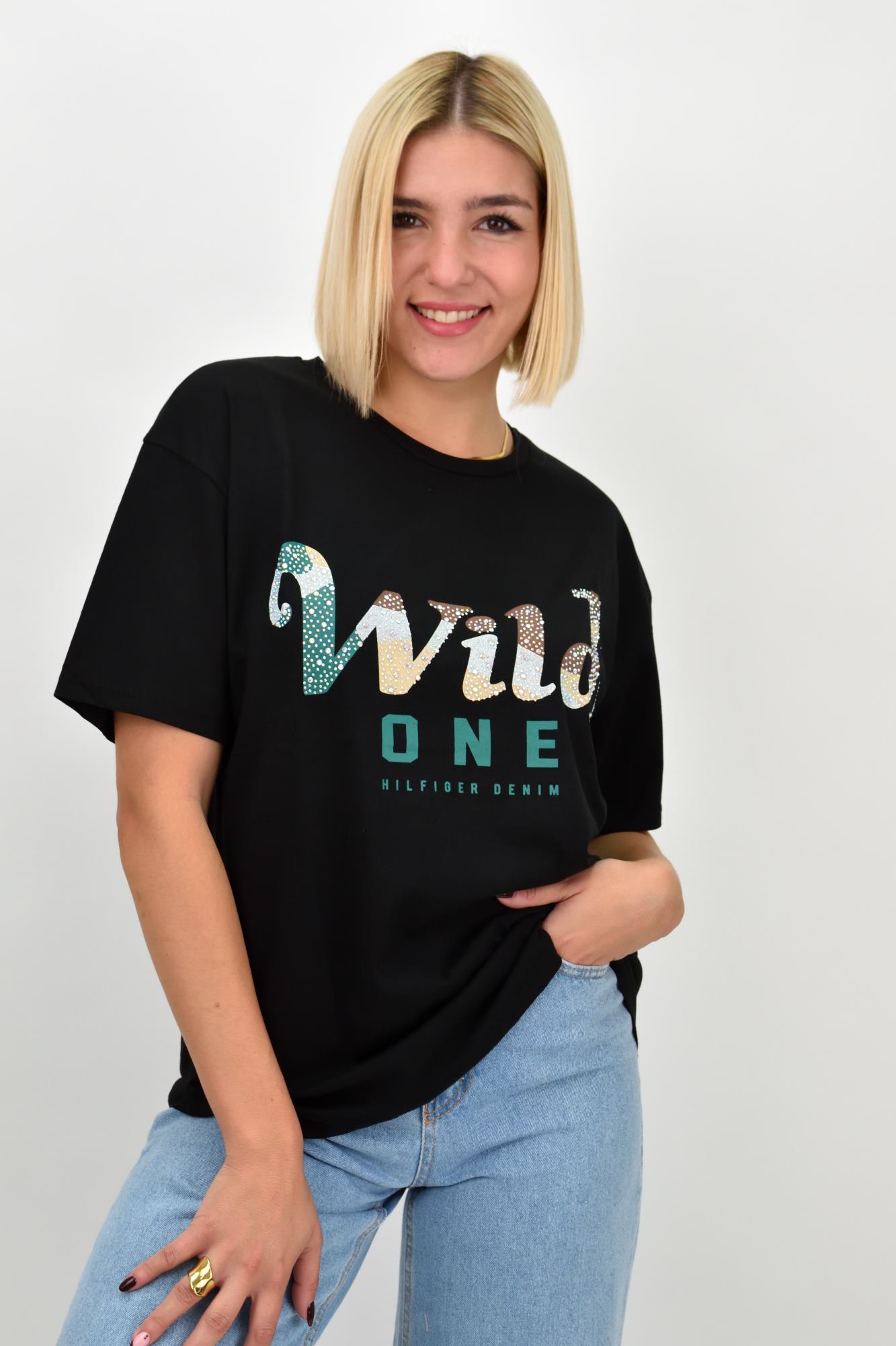 Γυναικείο T-shirt με σχέδιο Μαύρο 22269