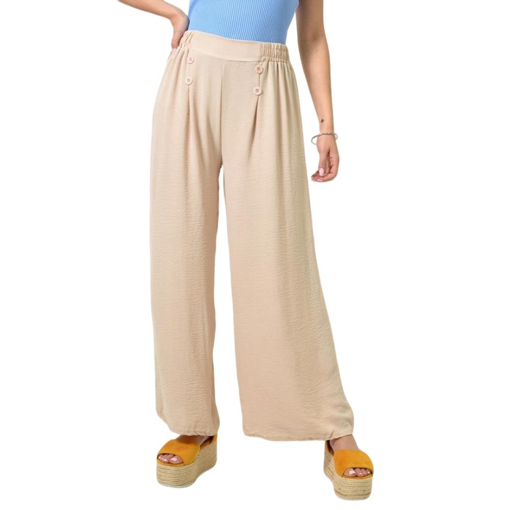 Παντελόνι ψηλόμεσο με κουμπιά Μπεζ 24209