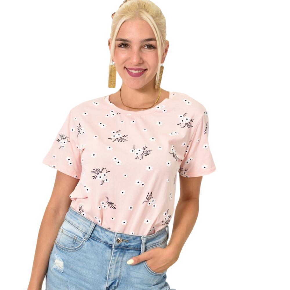 Potre OR Γυναικεία μπλούζα με λουλούδια Ροζ 15198