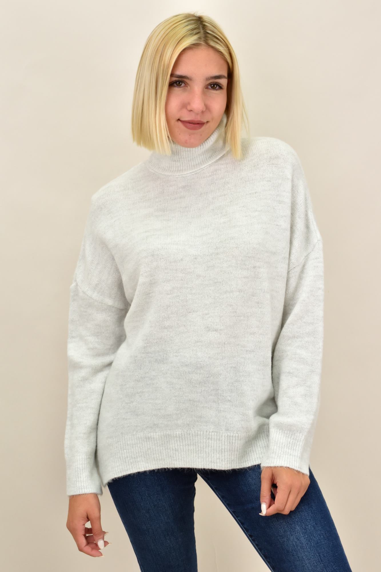 Πλεκτό πουλόβερ oversized ζιβάγκο Εκρού 17962