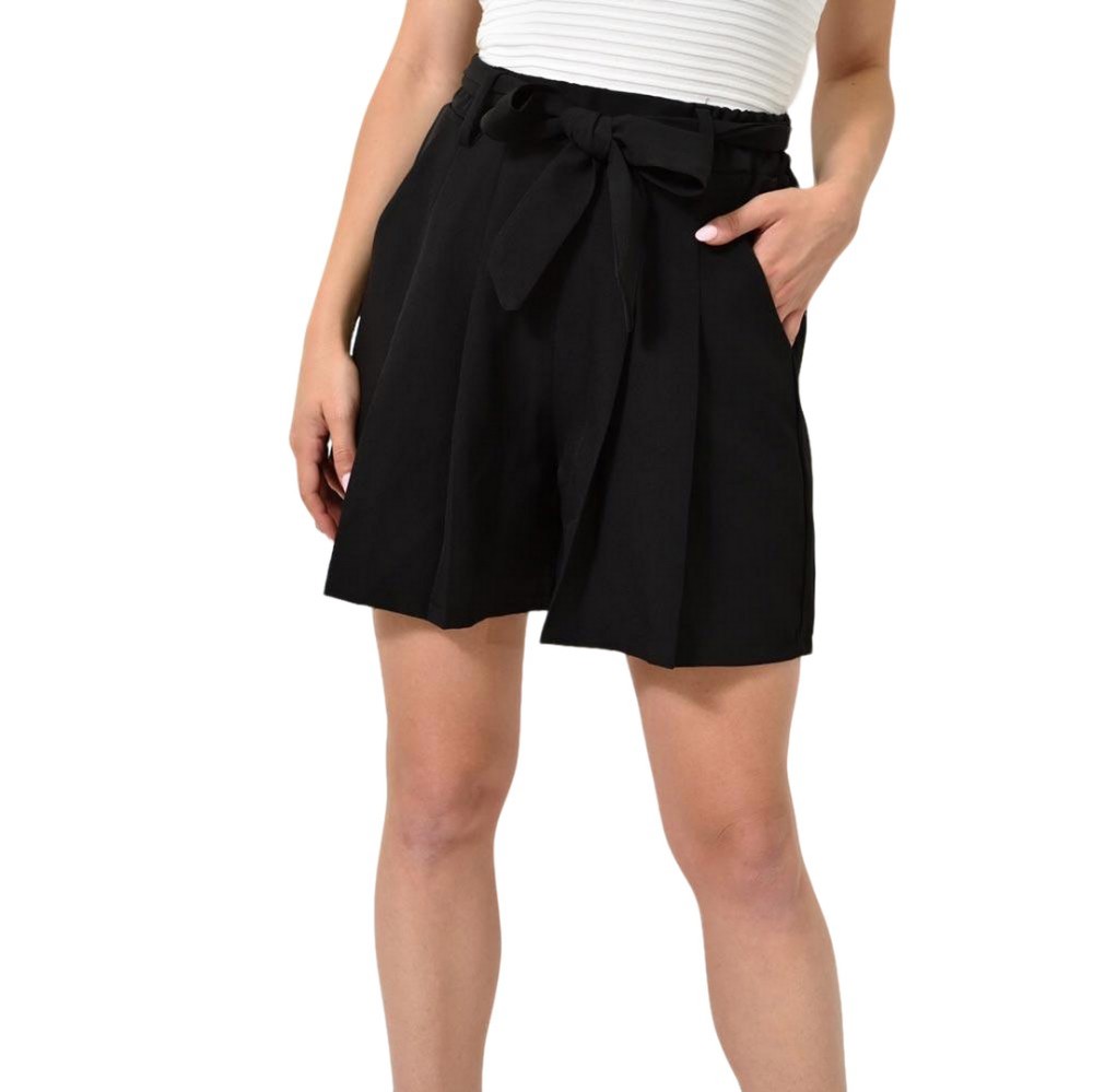 Σορτς με ζώνη και πιέτες Μαύρο 24692